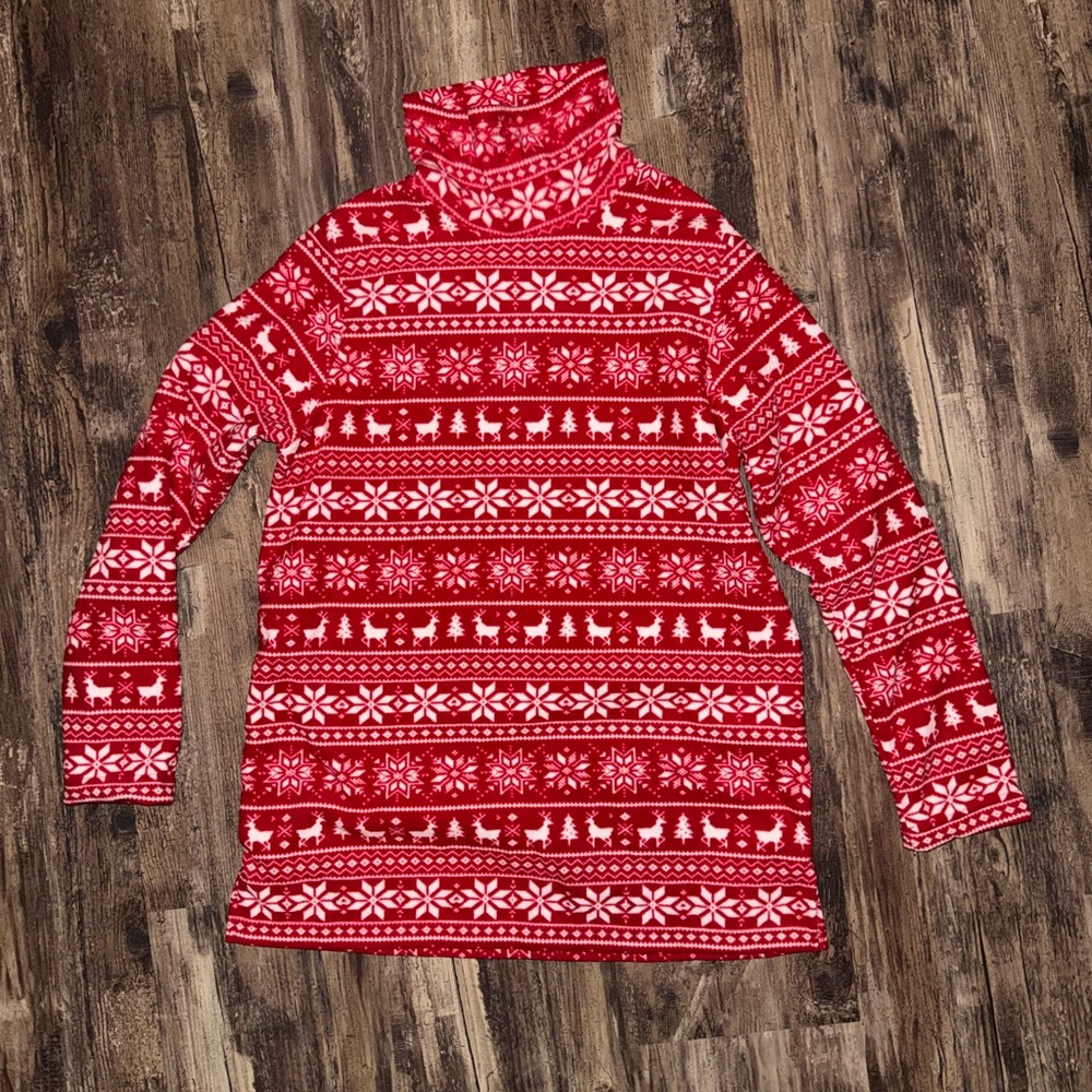 Lands' End Festive Red and White Sweater